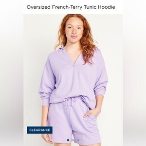Old Navy Oversized French-Terry Tunic Hoodie in color Lavender size M